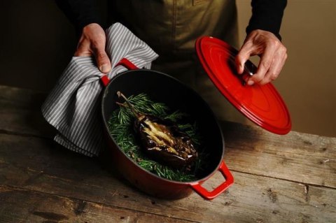 Garnek Żeliwny Emaliowany 0,2l Czerwony 130x100x48 | HENDI 626856