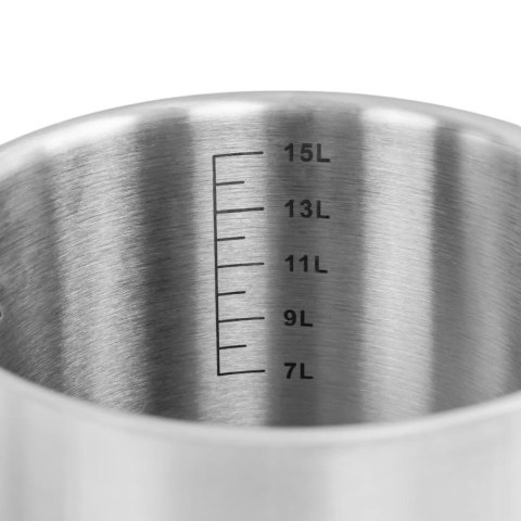 Garnek ze Stali Nierdzewnej Wysoki z Pokrywką Standard 17l 28x28 cm | MTP005044