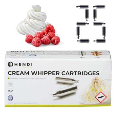 Naboje N2O do Bitej Śmietany Syfonu Dekoratora 25 Sztuk | HENDI 5882151