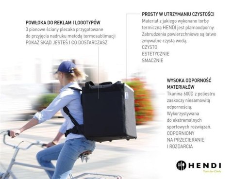 Plecak Termoizolacyjny Dla Dostawcy 75,2l Czarny 410x410x480 | HENDI 709801