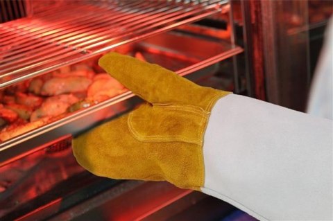 Rękawice do Grilla Odporne Na Ciepło Skórzane 2 Sztuki 460mm | HENDI 556658