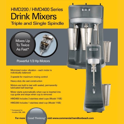 Mikser pojedynczy, koktajler do frappe koktaji i shake mlecznych HMD200R-CE ,Hamilton Beach Commercial Hamilton Beach Commercial