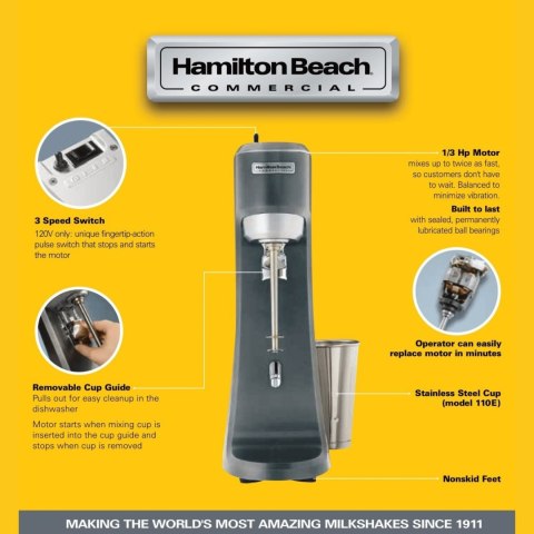 Mikser pojedynczy, koktajler do frappe koktaji i shake mlecznych HMD200R-CE ,Hamilton Beach Commercial Hamilton Beach Commercial