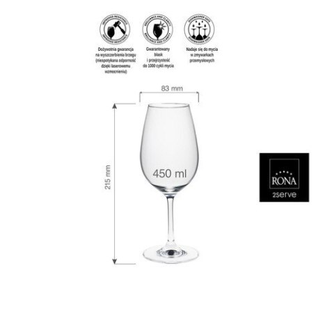 Kieliszek do wina bordeaux Ratio, 450ml RONA
