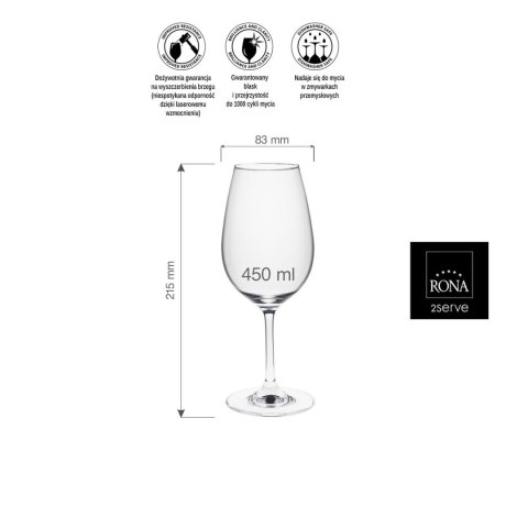 Kieliszek do wina bordeaux Ratio, 450ml RONA