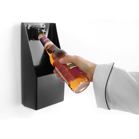 Otwieracz do Butelek Naścienny z Pojemnikiem Na Kapsle 135x70x(H)295mm | BAR UP 643914