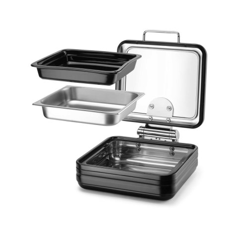 Podgrzewacz Indukcyjny GN 2/3 z Pokrywą Szklaną De Luxe Black | FINE DINE 473580