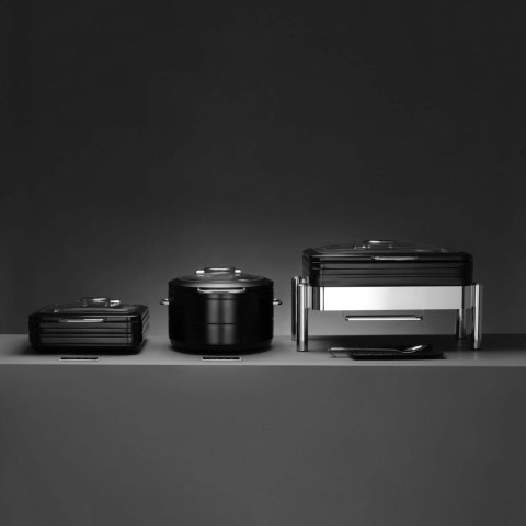 Podgrzewacz Indukcyjny Okrągły 9l z Pokrywą Szklaną De Luxe Black | FINE DINE 473597