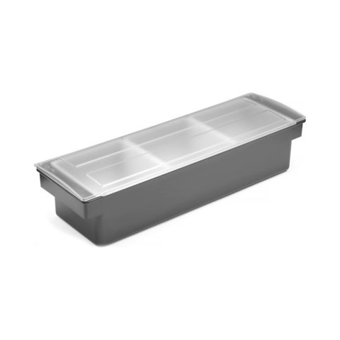 Pojemnik Barmański Na Dodatki do Drinków - 3 Wkłady Czarny 480x150x(H)100mm | BAR UP 552018