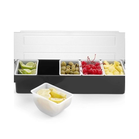 Pojemnik Barmański Na Dodatki do Drinków - 5 Wkładów Czarny 480x150x(H)100mm | BAR UP 552131