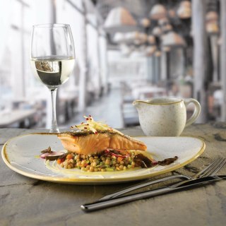 Talerz organiczny z wysokim rantem Stonecast Barley White, 230mm Churchill