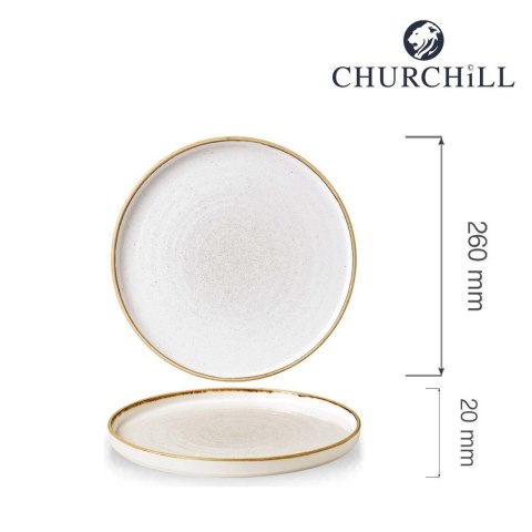 Talerz płytki z rantem Stonecast Barley White 260 mm x (H)20 Churchill