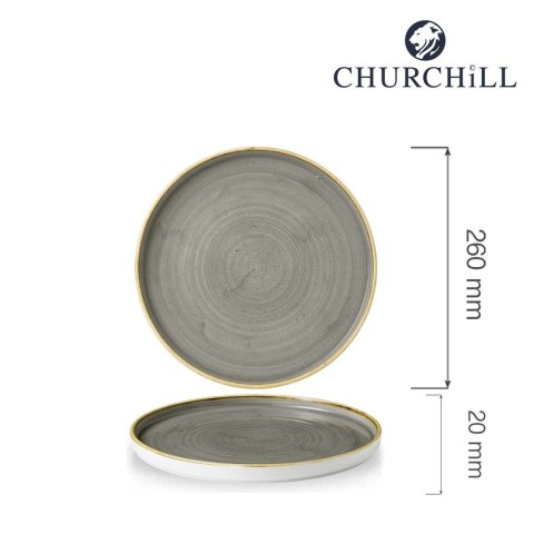 Talerz płytki z rantem Stonecast Peppercorn Grey 260 mm Churchill