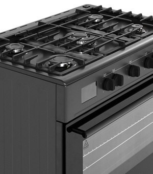 Kuchenka Gazowa 5-Palnikowa z Piekarnikiem | RAVANSON kW GE-K90 CHEFF MODERN BLACK