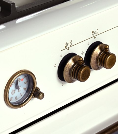 Kuchnia gazowa 5-palnikowa z piekarnikiem elektrycznym kremowa Retro KWGE-90ARC