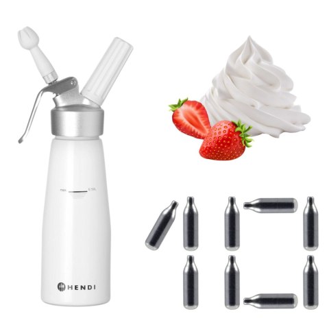 Syfon do Bitej Śmietany 0,5l z Nabojami N2O 10 Sztuk Komplet Zestaw | HENDI 588369_10