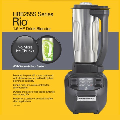 Blender Barmański Hamilton Beach Commercial Hbb255-Ce Rio Dzbanek Nierdzewny 1,4l | FINE DINE HBB255S-CE