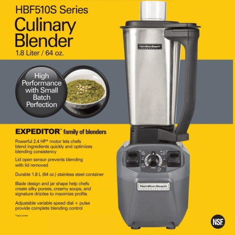 Blender Kuchenny Hamilton Beach Commercial Expeditor Dzbanek Nierdzewny 1,8l | FINE DINE HBF510S-CE