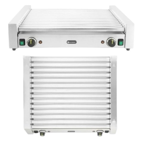 Podgrzewacz rolkowy do parówek XL dwustrefowy 14 rolek srebrny 2000W Hendi 268674