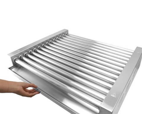 Podgrzewacz rolkowy do parówek XL dwustrefowy 14 rolek srebrny 2000W Hendi 268674