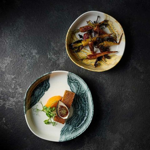 Talerz organiczny z wysokim rantem Tide Black 200mm | CHURCHILL TDBkW OB11