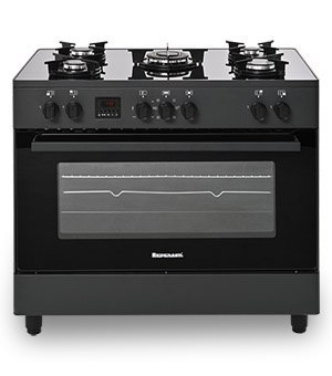 Kuchenka Gazowa 5-Palnikowa z Piekarnikiem Elektrycznym | RAVANSON KWGE-K90 GLASS BLACK