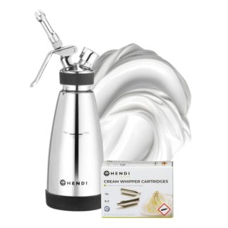 Syfon do bitej śmietany, ciepłych i zimnych sosów 0,5 l Hendi 588697 + 10 naboi