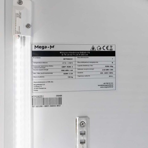 Witryna chłodnicza 1 drzwiowa 614l Diego i75 LED gastronomiczna MTP006351