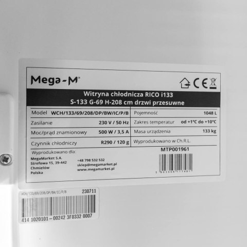 Witryna chłodnicza 2 drzwiowa 706l Rico i112 LED drzwi przesuwne MTP006360