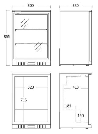 Barowa szafa chłodnicza podblatowa 1-drzwiowa 127 l Resto Quality SC141HE