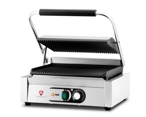 Kontakt grill pojedynczy płyty ryflowane gastronomiczny 2,2 kW Resto Quality RQK812A