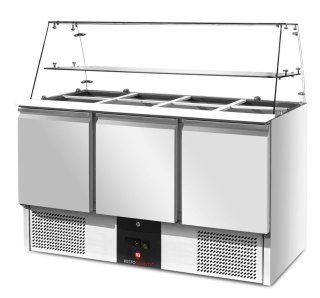 Stół chłodniczy sałatkowy nadstawa szklana 3-drzwiowy 1365 mm Resto Quality RQS903SQ