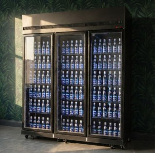 Szafa chłodnicza 3-drzwiowa przeszklona czarna skrzydłowa 1181 l Resto Quality RQ1180-BLACK