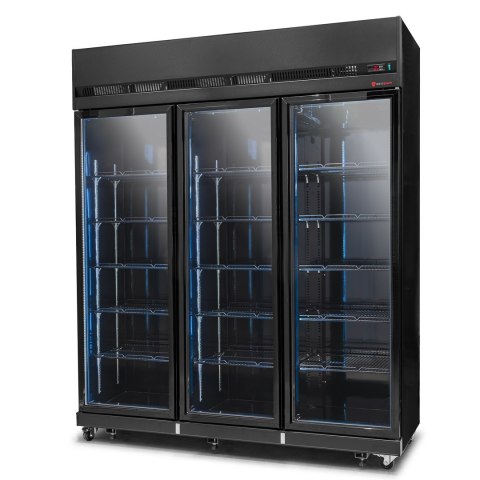 Szafa chłodnicza 3-drzwiowa przeszklona czarna skrzydłowa 1181 l Resto Quality RQ1180-BLACK