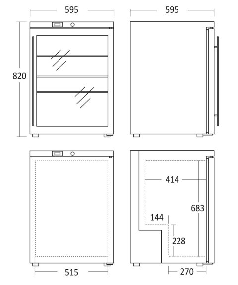 Szafa chłodnicza podblatowa przeszklona pojemność 145 l Resto Quality SK145GDE