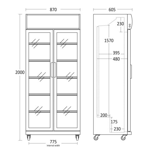 Szafa chłodnicza przeszklona 2-drzwiowa skrzydłowa 569 l Resto Quality SD881BHE