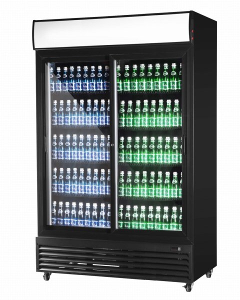 Szafa chłodnicza przeszklona czarna drzwi przesuwne 1000l Resto Quality RQ1100SL-BLACK