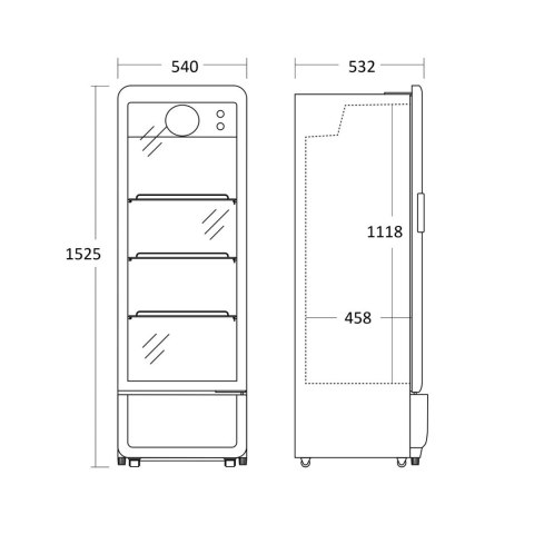 Szafa chłodnicza przeszklona czarna zaokrąglone rogi 218l Resto Quality DC240BD