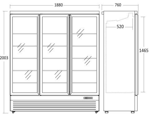 Szafa mroźnicza przeszklona 3-drzwiowa pojemność 1563 l Resto Quality DF1563BD