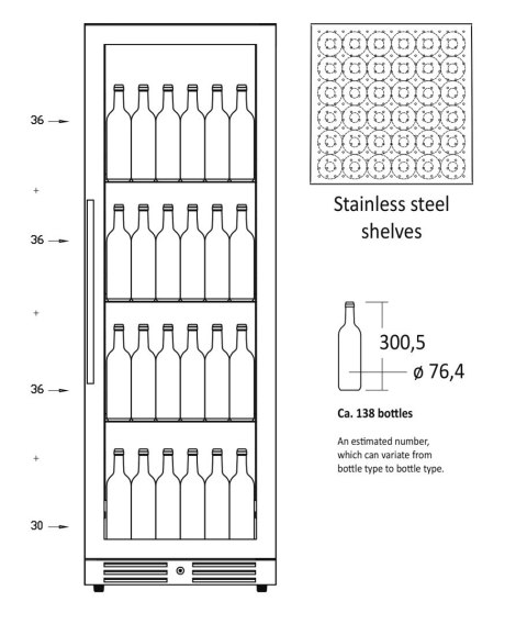 Winiarka chłodziarka do wina jednostrefowa 461 l 138 butelek Resto Quality SV138B