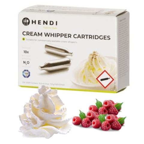 Naboje N2O do Syfonu do Bitej Śmietany 10 Sztuk Podtlenek Azotu | HENDI 588208