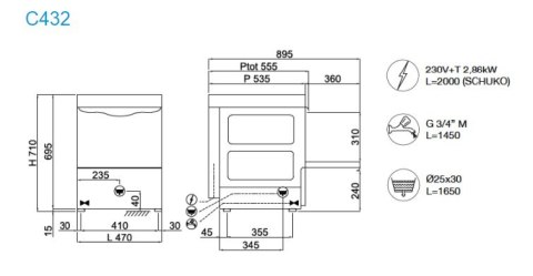 Zmywarka do szkła i talerzy kosz 400x400 panel Advance Resto Quality C432