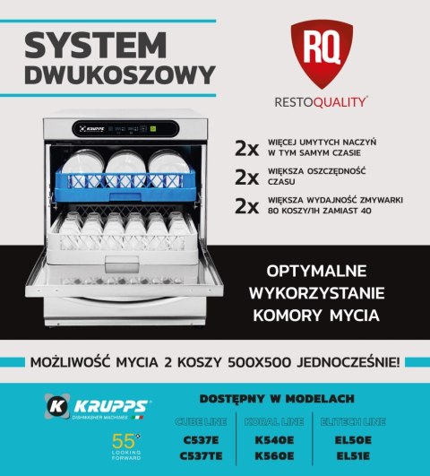 Zmywarka uniwersalna system podwójnych koszy 400V h=395 mm Resto Quality K560E-DL50