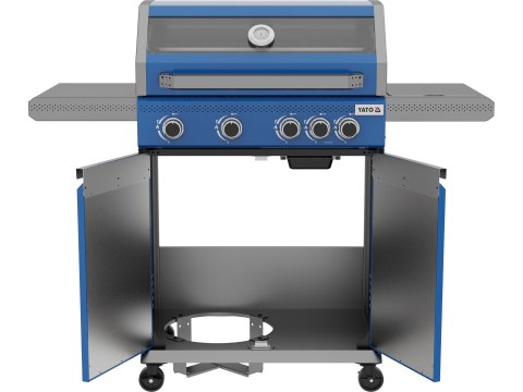 Grill gazowy Itami 4+1 palniki 14,5 kW z szybą niebieski Yato YG-20033