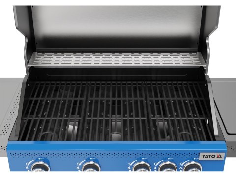 Grill gazowy Itami 4+1 palniki 14,5 kW z szybą niebieski Yato YG-20033