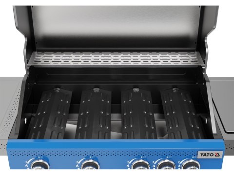 Grill gazowy Itami 4+1 palniki 14,5 kW z szybą niebieski Yato YG-20033