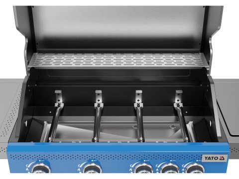 Grill gazowy Itami 4+1 palniki 14,5 kW z szybą niebieski Yato YG-20033