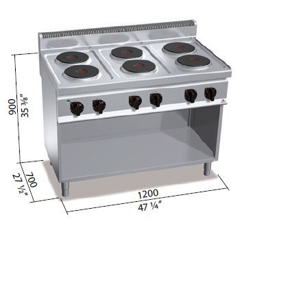 Kuchnia HIGH POWER elektryczna 6-płytowa na podstawie 15,6 kW/400V E7P6M Berto's