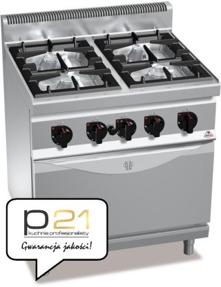 Kuchnia HIGH POWER gazowa 4-palnikowa z piekarnikiem GN2/1 21 kW + 7,8 kW,G7F4+FG Berto's