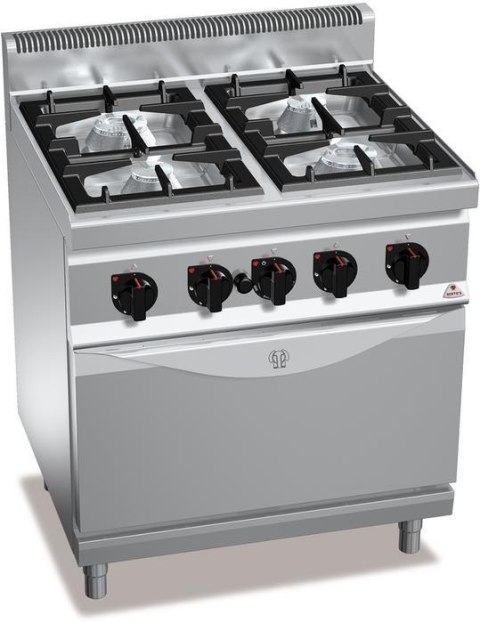 Kuchnia HIGH POWER gazowa 4-palnikowa z piekarnikiem GN2/1 21 kW + 7,8 kW,G7F4+FG Berto's